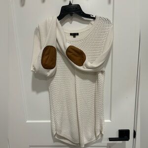 White sweater with elbow patches